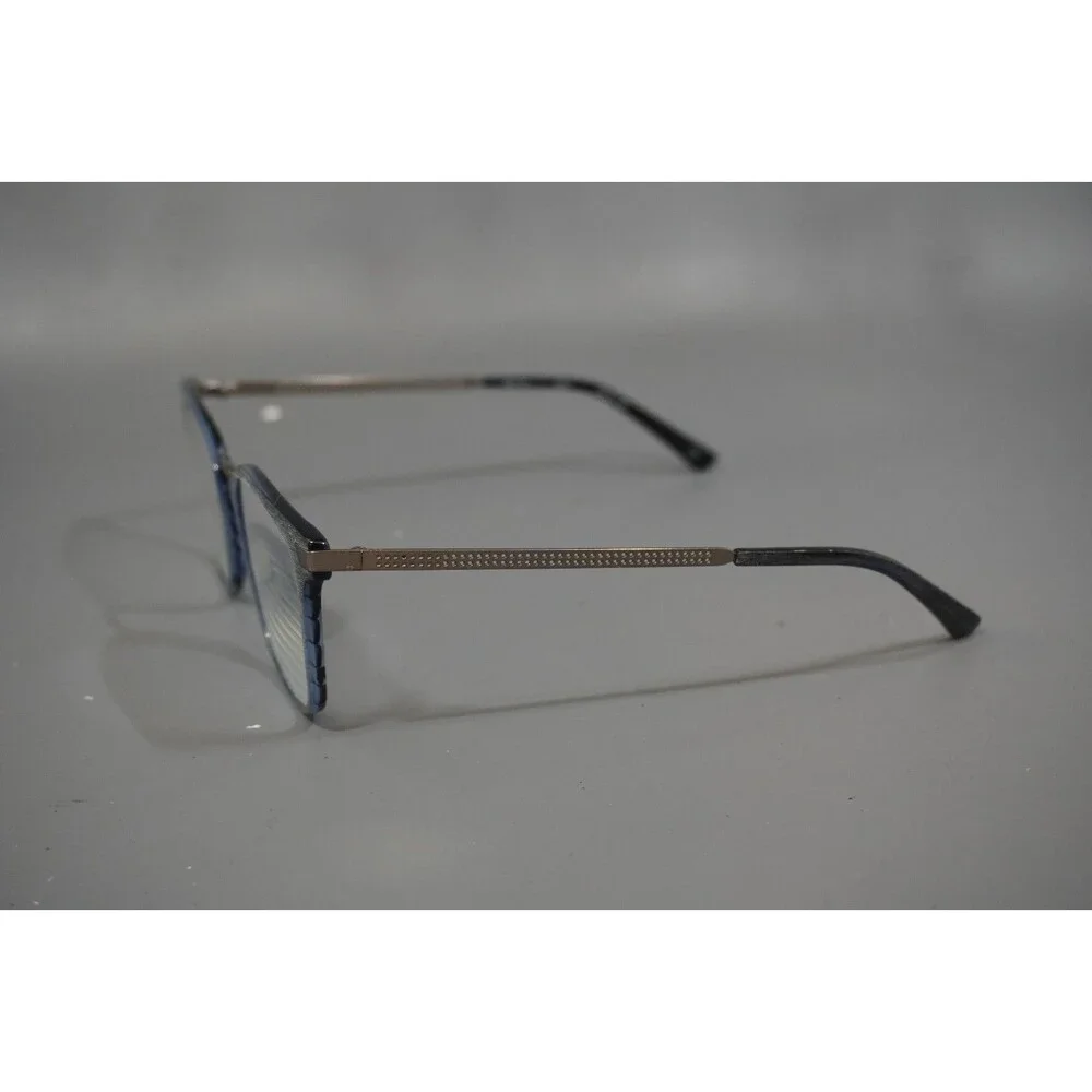 Rickey Smiley Eyewear RS 114 Blue Eyeglasses Frame Matte Faux Wood 54-21-145